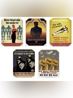 Battlestar Galactica Propaganda COMPLETE 5 Poster Set Quantum Mechanix ROLLED